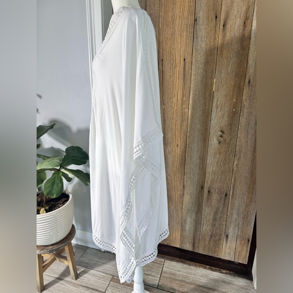 NEW Tommy Bahama Crochet Lace Trim Oversized Swim Cover-Up Tunic Size S White - Picture 6 of 10